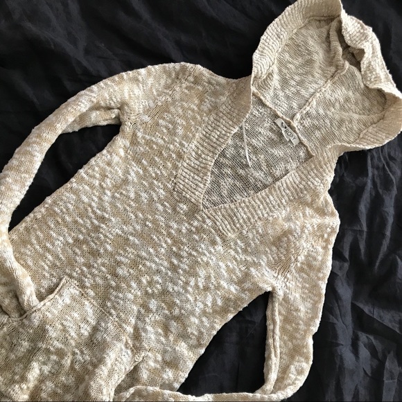 Roxy beige v neck pull over hoodie size s - Picture 4 of 4